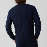 Quilted Long Sleeve Henley Pullover