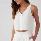 Linen Reversible Button Tank