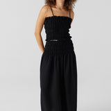 Emmy Linen Smocked Maxi Skirt