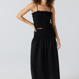 Emmy Linen Smocked Maxi Skirt